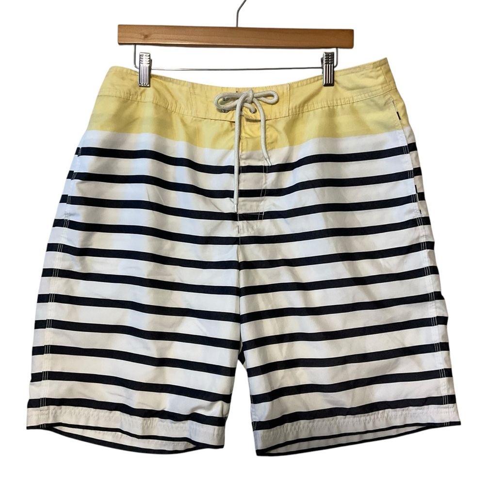 GAP Men’s sz Large Swim Trunks Pockets Mesh Lined Hook Loop Fly Yellow Black +
